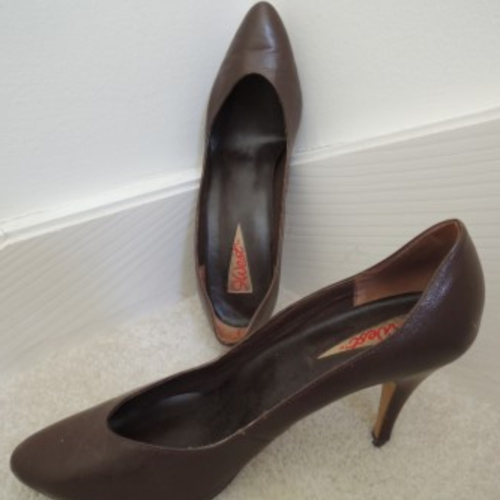 Ladies Shoes Size 8 1/2 M Brown Lthr 3 1/2" Heel